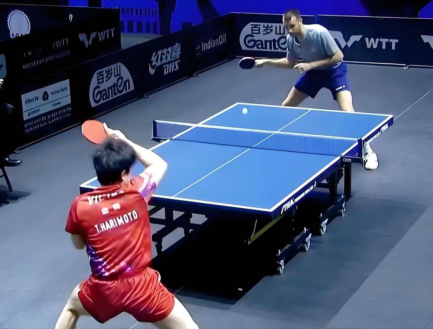 中国乒乓球队鏖战法国乒乓球队，张本智和制霸全场